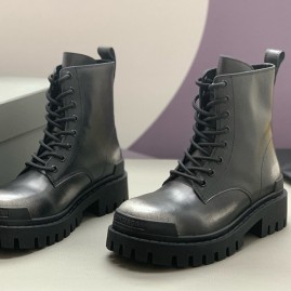 [홍콩명품.BALENCIAGA] 발렌시아가 24SS 로고 남여 레더 가죽 부츠 워커 (블랙-그레이), SE4381, PMD, 명품스니커즈,운동화,구두,로퍼,하이탑,신발