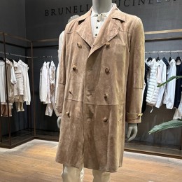 [홍콩명품.Brunello Cucinelli ] 브루넬로쿠치넬리 25SS 로고 레더 가죽 코트 자켓 (카라멜), BM18161, TOM, 홍콩명품의류,구매대행,온라인명품