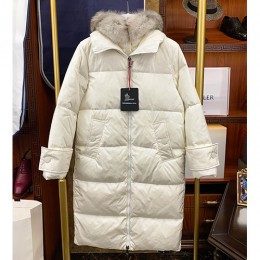 [홍콩명품.MONCLER] 몽클레어 25SS 로고 여성 폭스퍼 후드 구스다운 롱 패딩 자켓 (2컬러), BM18245, S1F, 홍콩명품의류,구매대행,온라인명품