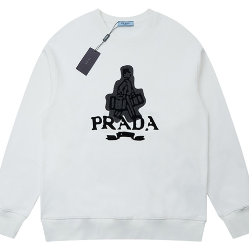 [홍콩명품,PRADA] 프라다 25SS 로고 그래픽 프린트 맨투맨 티셔츠 (화이트), BM18486, HH, 홍콩명품의류,구매대행,온라인명품