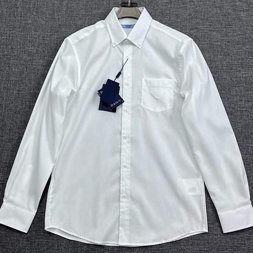 [홍콩명품,PRADA] 프라다 25SS 삼각로고 포플린 남방 셔츠 (화이트), BM18680, JQ, 홍콩명품의류,구매대행,온라인명품