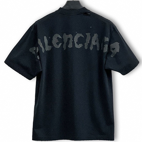 [홍콩명품.BALENCIAGA] 발렌시아가 25SS 로고 프린트 빈티지 반팔 티셔츠 (블랙), BM19169, JU, 홍콩명품의류,구매대행,온라인명품