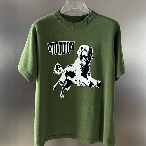 [홍콩명품.LOUIS VUITTON] 루이비통 25SS 로고 그래픽 니트 반팔 티셔츠 (그린), BM19398, JU, 홍콩명품의류,구매대행,온라인명품