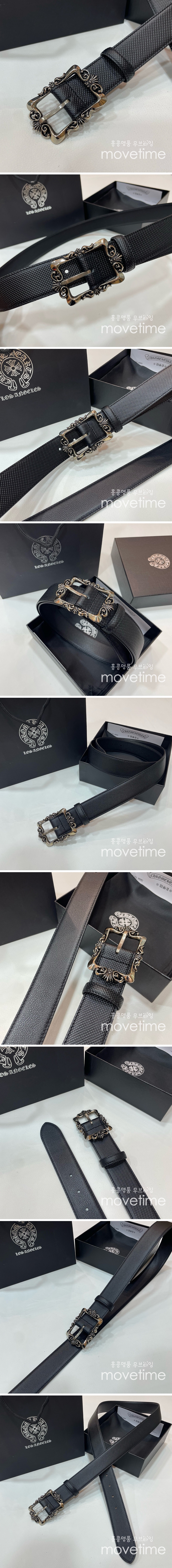 [홍콩명품.Chrome Hearts] 크롬하츠 25SS 로고 925실버 버클 레더 가죽 벨트, 3.4cm, BT1415, BRB, 명품레플리카,인터넷쇼핑몰,남자명품,해외직구