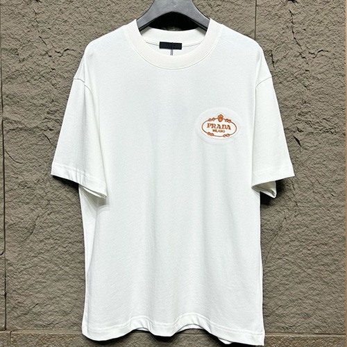 [홍콩명품,PRADA] 프라다 25SS 로고 자수 반팔 티셔츠 (2컬러), BM19803, KB, 홍콩명품의류,구매대행,온라인명품
