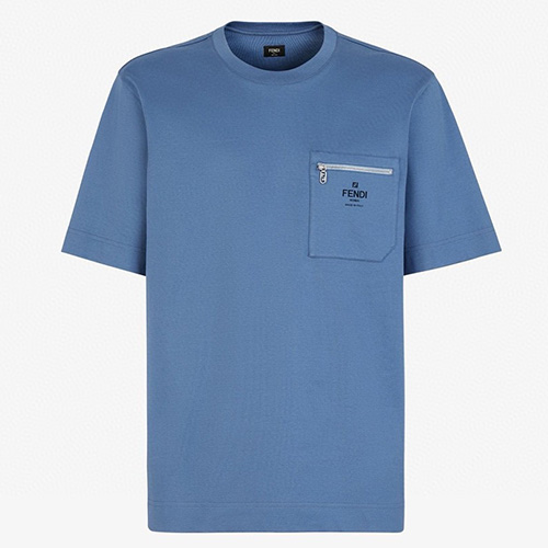 [홍콩명품,FENDI] 펜디 25SS 로고 자수 포켓 반팔 티셔츠 (블루), BM19870, JL, 홍콩명품의류,구매대행,온라인명품