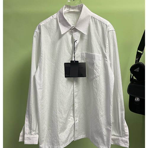 [홍콩명품,PRADA] 프라다 25SS 로고 패턴 남방 셔츠 (화이트), BM19895, JL, 홍콩명품의류,구매대행,온라인명품