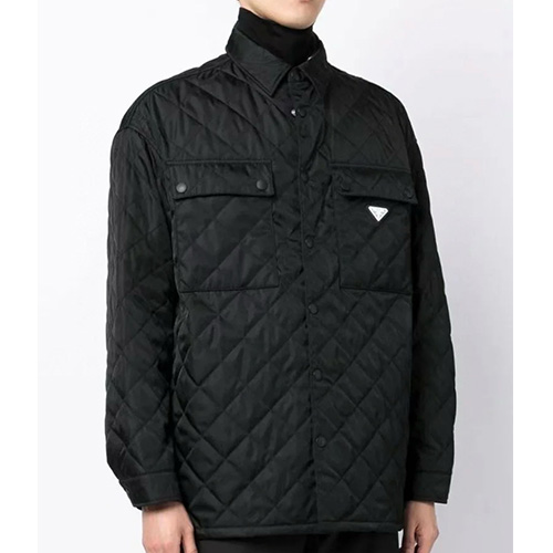 [홍콩명품,PRADA] 프라다 25SS 삼각로고 퀄팅 카라 솜패딩 자켓 (블랙), BM19905, JL, 홍콩명품의류,구매대행,온라인명품