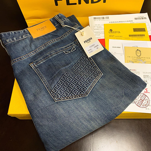 [홍콩명품,FENDI] 펜디 25SS 로고 데님 팬츠 진 청바지, BM19977, S1F, 홍콩명품의류,구매대행,온라인명품