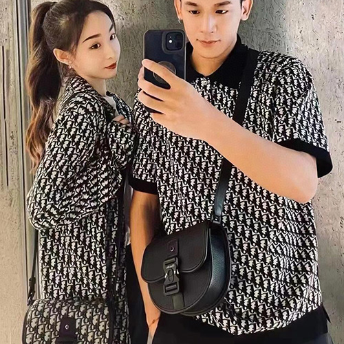 [홍콩명품,Christian Dior] 디올 25SS 로고 오블리크 카라 폴로 니트 반팔 티셔츠 (블랙-화이트), BM20031, JL, 홍콩명품의류,구매대행,온라인명품