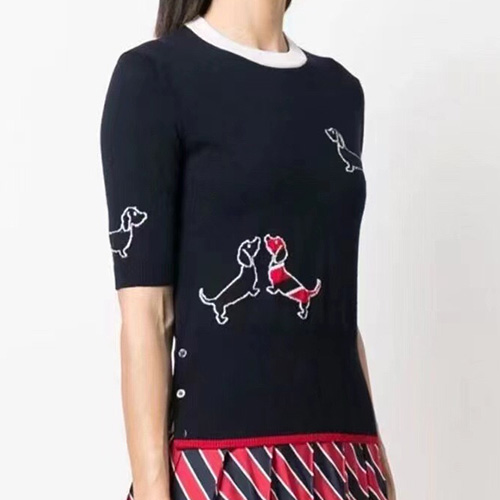 [홍콩명품.THOME BROWNE] 톰브라운 25SS 로고 여성 4바 헥터 니트 반팔 티셔츠 (2컬러), BM20210, TB1, 홍콩명품의류,구매대행,온라인명품