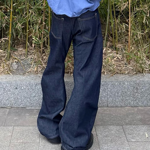 [홍콩명품.ACNE STUDIO] 아크네스튜디오 25SS 로고 오버핏 데님 팬츠 진 청바지, BM20243, KB, 홍콩명품의류,구매대행,온라인명품