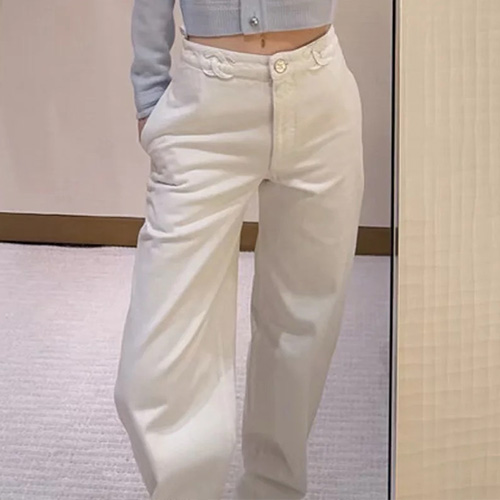 [홍콩명품.CHANEL] 샤넬 25SS 로고 여성 오버핏 데님 팬츠 진 청바지 (화이트), BM20298, SS, 홍콩명품의류,구매대행,온라인명품