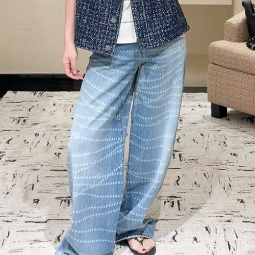 [홍콩명품.CHANEL] 샤넬 25SS 로고 여성 오버핏 데님 팬츠 진 청바지, BM20300, SS, 홍콩명품의류,구매대행,온라인명품