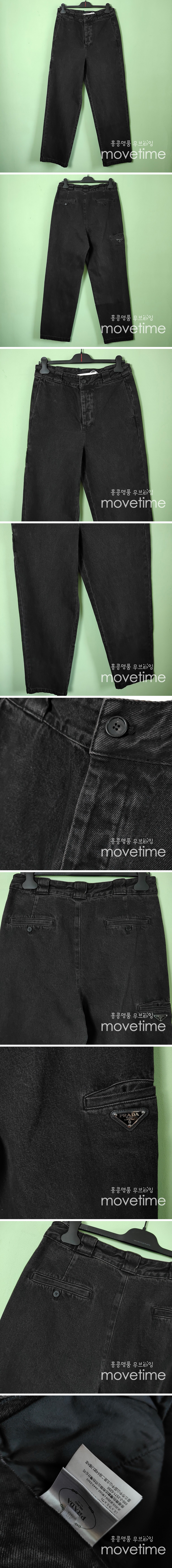 [홍콩명품,PRADA] 프라다 25SS 삼각로고 오버핏 워싱 데님 팬츠 진 청바지 (블랙), BM20339, JL, 홍콩명품의류,구매대행,온라인명품