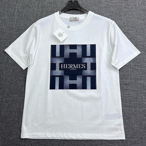 [홍콩명품.Hermes] 에르메스 25SS 로고 그래픽 스터드 장식 반팔 티셔츠 (2컬러), BM20407, JQ, 홍콩명품의류,구매대행,온라인명품