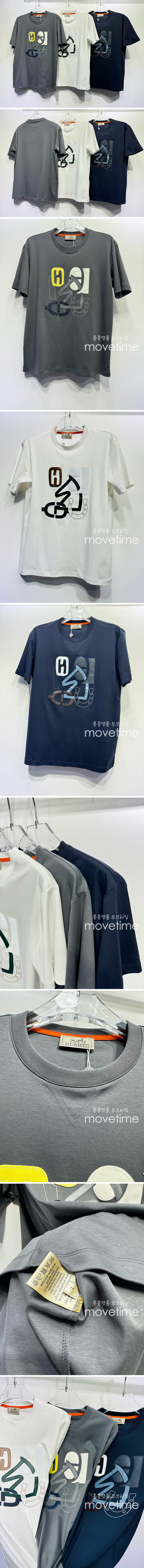 [홍콩명품.Hermes] 에르메스 25SS 로고 레더 장식 반팔 티셔츠 (3컬러), BM20528, JU, 홍콩명품의류,구매대행,온라인명품
