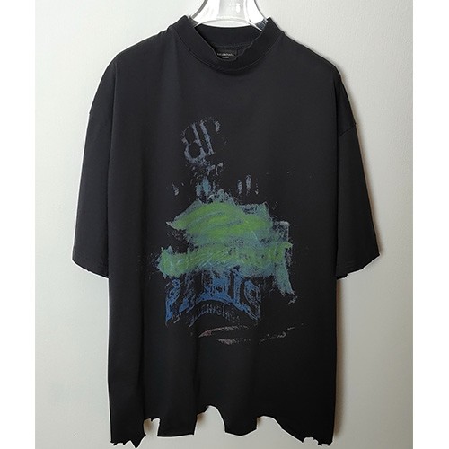 [홍콩명품.BALENCIAGA] 발렌시아가 25SS 로고 그래픽 빈티지 반팔 티셔츠 (블랙), BM20535, JL, 홍콩명품의류,구매대행,온라인명품