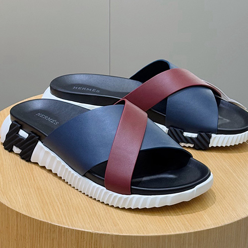 [홍콩명품.Hermes] 에르메스 25SS 로고 INFRA 샌들 슬리퍼 (네이비-와인), SE4854, S2, 명품스니커즈,운동화,구두,로퍼,하이탑,신발