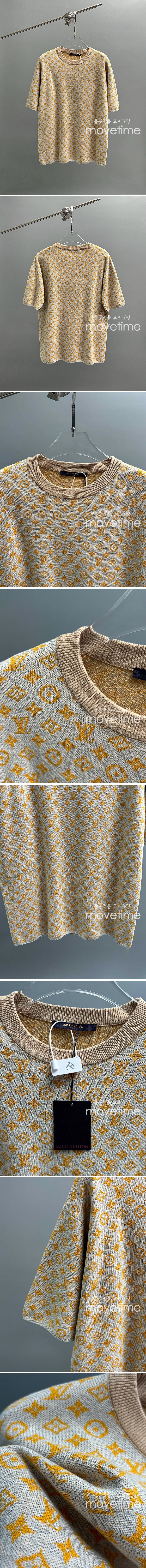 [홍콩명품.LOUIS VUITTON] 루이비통 25SS 로고 모노그램 니트 반팔 티셔츠 (카라멜), BM20686, JU, 홍콩명품의류,구매대행,온라인명품