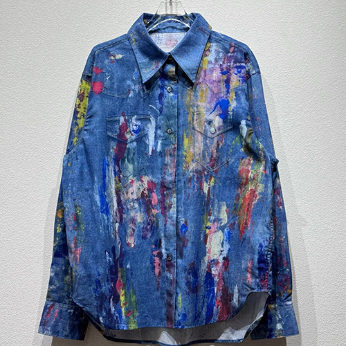 [홍콩명품.ACNE STUDIO] 아크네스튜디오 25SS 로고 그래피티 데님 남방 셔츠, BM20740, KB, 홍콩명품의류,구매대행,온라인명품