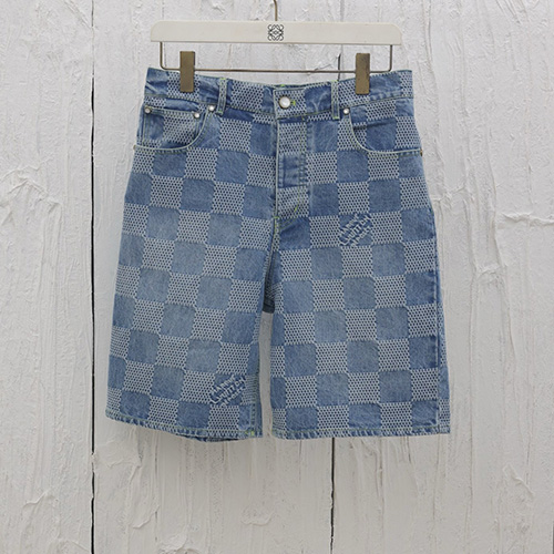 [홍콩명품.LOUIS VUITTON] 루이비통 25SS 로고 다미에 데님 쇼츠 반바지, BM20757, KB, 홍콩명품의류,구매대행,온라인명품