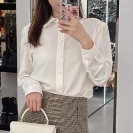 [홍콩명품.CELINE] 셀린느 25SS 로고 여성 블라우스 남방 셔츠 (화이트), BM20770, PG, 홍콩명품의류,구매대행,온라인명품
