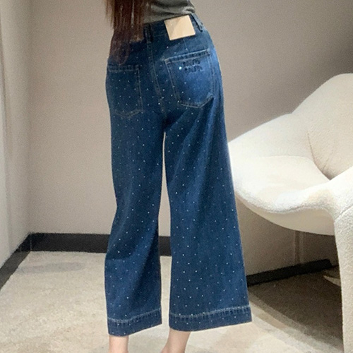 [홍콩명품,MIU MIU] 미우미우 25SS 로고 여성 오버핏 7부 데님 팬츠 진 청바지, BM20807, TBG, 홍콩명품의류,구매대행,온라인명품