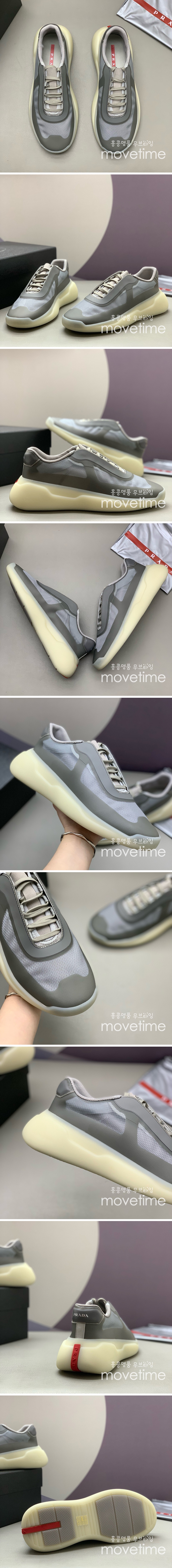 [홍콩명품,PRADA] 프라다 25SS 로고 레더 가죽 스니커즈 운동화 (그레이), SE4925, PMD, 명품스니커즈,운동화,구두,로퍼,하이탑,신발