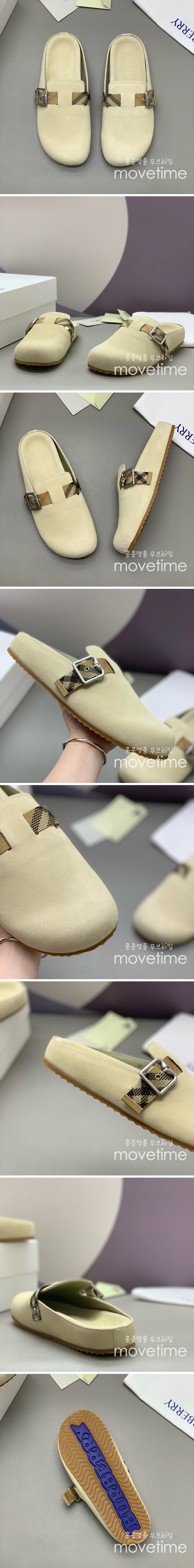 [홍콩명품.Burberry] 버버리 25SS 로고 레더 가죽 바겐스탁 슬리퍼 (베이지), SE4940, PMD, 명품스니커즈,운동화,구두,로퍼,하이탑,신발