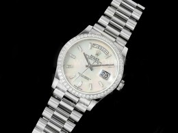 [홍콩명품. ROLEX] 로렉스 데이데이트 36mm 다이아몬드 베젤 화이트 MOP 다이얼