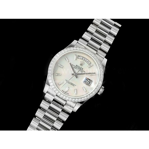 [홍콩명품. ROLEX] 로렉스 데이데이트 36mm 다이아몬드 베젤 화이트 MOP 다이얼