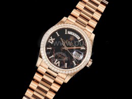 [홍콩명품. ROLEX] 로렉스 롤렉스 데이데이트 36mm 로즈골드 다이아몬드 베젤 Eisenkiesel 다이얼