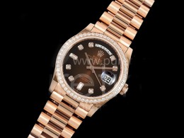 [홍콩명품. ROLEX] 로렉스 롤렉스 데이데이트 36mm 로즈골드 다이아몬드 베젤 브라운 다이얼