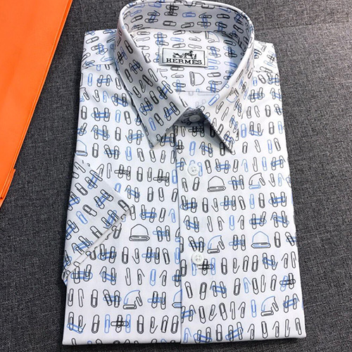 [홍콩명품.Hermes] 에르메스 25SS 로고 패턴 반팔 남방 셔츠 (화이트), BM20888, JQ, 홍콩명품의류,구매대행,온라인명품