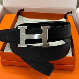 [홍콩명품.Hermes] 에르메스 25SS H로고 레더 가죽 리버서블 벨트 (블랙-은장), BT1444, H3, 명품레플리카