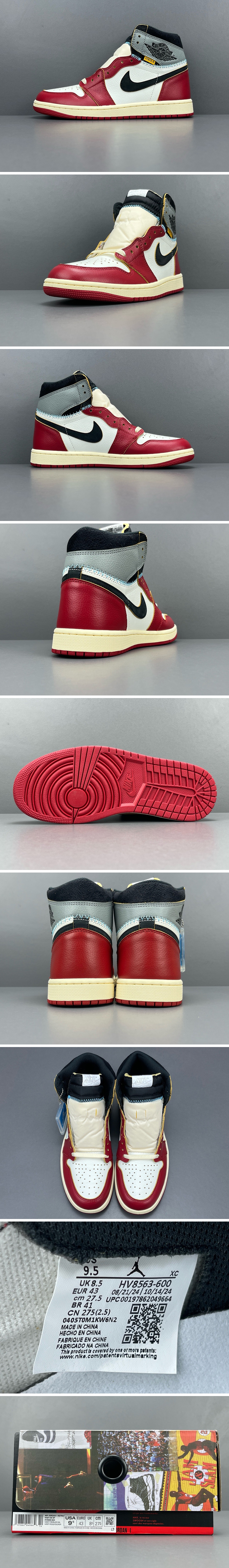 [홍콩명품.NIKE] 나이키 25SS 로고 남여 에어 조던 Union LA x AJ1 스니커즈 운동화 (레드-화이트), SE5007, S3, 명품스니커즈,운동화,구두,로퍼,하이탑,신발