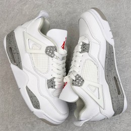 [홍콩명품.NIKE] 나이키 25SS 로고 남여 에어 조던 AJ4 Retro 스니커즈 운동화 (화이트-그레이), SE5010, S3, 명품스니커즈,운동화,구두,로퍼,하이탑,신발