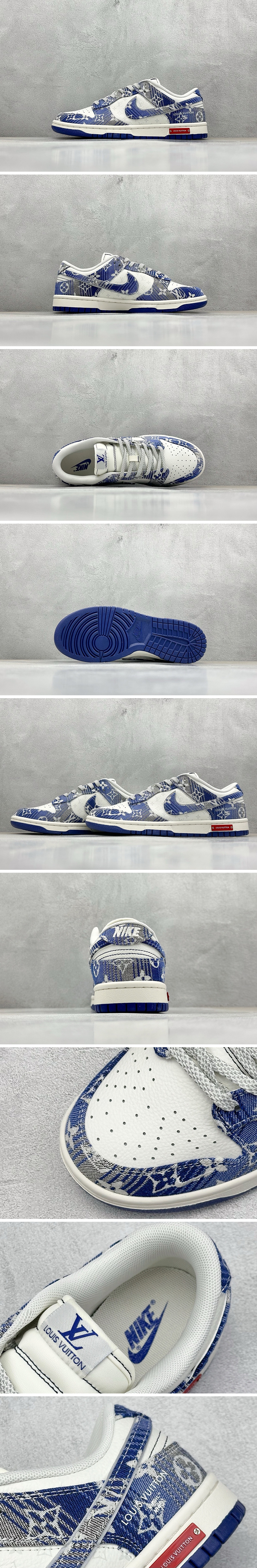 [홍콩명품.NIKE] 나이키 25SS 로고 남여 에어 조던 루이비통 모노그램 AJ1 로우탑 스니커즈 운동화 (화이트-블루), SE5041, S3, 명품스니커즈,운동화,구두,로퍼,하이탑,신발