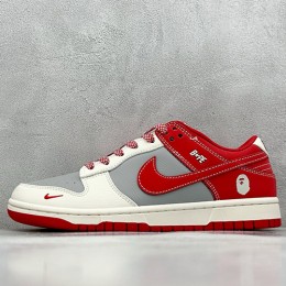 [홍콩명품.NIKE] 나이키 25SS 로고 남여 SB DUNK BAPE 콜라보 로우탑 스니커즈 운동화 (아이보리-그레이-레드), SE5044, S3, 명품스니커즈,운동화,구두,로퍼,하이탑,신발
