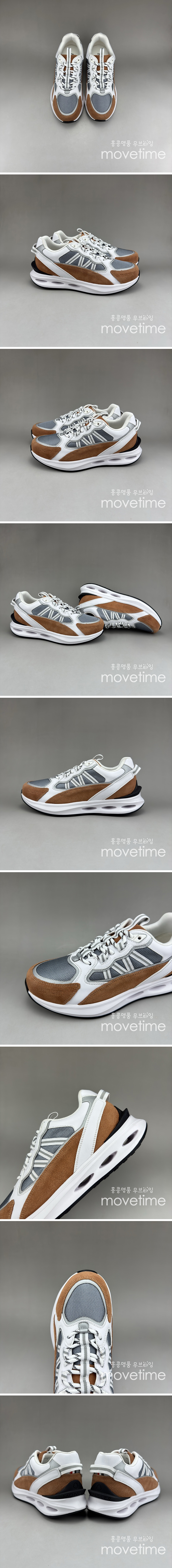 [홍콩명품.MONCLER] 몽클레어 25SS 로고 레더 가죽 스니커즈 운동화 (그레이-브라운), SE5071, S3, 명품스니커즈,운동화,구두,로퍼,하이탑,신발