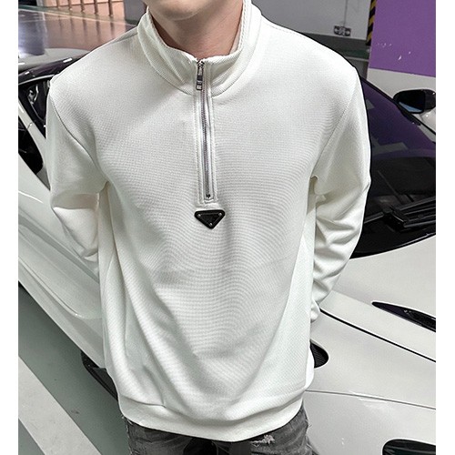 [홍콩명품,PRADA] 프라다 25SS 삼각로고 터틀넥 하프지퍼 맨투맨 티셔츠 (2컬러), BM21057, JL, 홍콩명품의류,구매대행,온라인명품