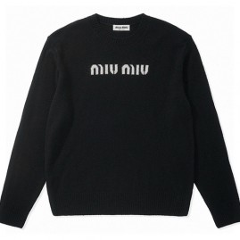 [가격문의][홍콩명품,MIU MIU] 미우미우 25SS 로고 니트 스웨터 (블랙), BM21081, S1F, 홍콩명품의류,구매대행,온라인명품