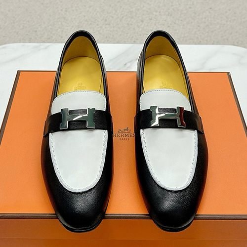 [홍콩명품.Hermes] 에르메스 25SS 로고 여성 레더 가죽 구두 로퍼 (블랙-화이트), SE5086, H3, 명품스니커즈,운동화,구두,로퍼,하이탑,신발