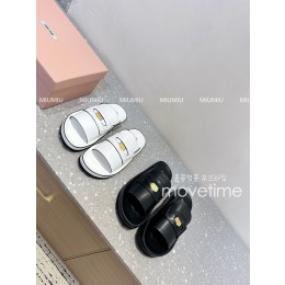 [홍콩명품,MIU MIU] 미우미우 25SS 로고 여성 레더 가죽 샌들 슬리퍼 (2컬러), SE5150, S4W, 명품스니커즈,운동화,구두,로퍼,하이탑,신발