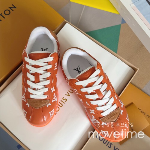[홍콩명품.LOUIS VUITTON] 루이비통 25SS 로고 남여 모노그램 레더 가죽 스니커즈 운동화 (오렌지), SE5186, S4W, 명품스니커즈,운동화,구두,로퍼,하이탑,신발