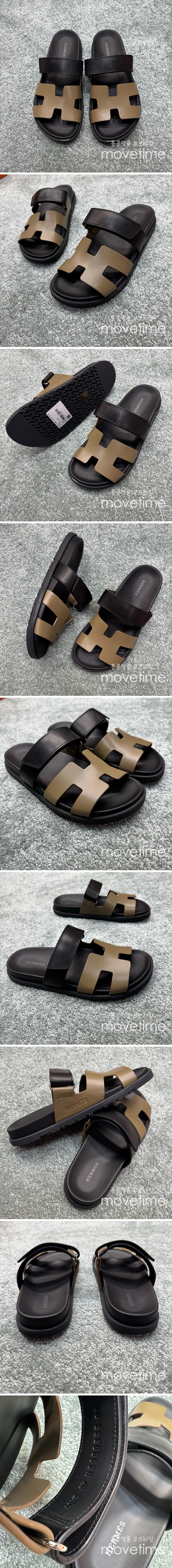[홍콩명품.Hermes] 에르메스 25SS 로고 남여 레더 가죽 시프레 샌들 (브라운-블랙), SE5238, GHS, 명품스니커즈,운동화,구두,로퍼,하이탑,신발