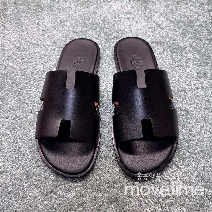 [홍콩명품.Hermes] 에르메스 25SS 로고 남여 이즈미르 레더 가죽 슬리퍼 (블랙), SE5250, GHS, 명품스니커즈,운동화,구두,로퍼,하이탑,신발