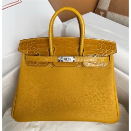[명품레플리카.Hermes] 에르메스 25SS 로고 Birkin25 토트백 핸드백 (노랑-은장), BGM4815, BDA, 홍콩명품가방,명품쇼핑몰,크로스백,핸드백,구매대행