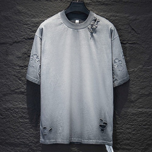 [홍콩명품.Chrome Hearts] 크롬하츠 25SS 로고 브로치 빈티지 반팔 티셔츠 (2컬러), BM21315, JU, 명품레플리카,미러급,온라인쇼핑몰사이트